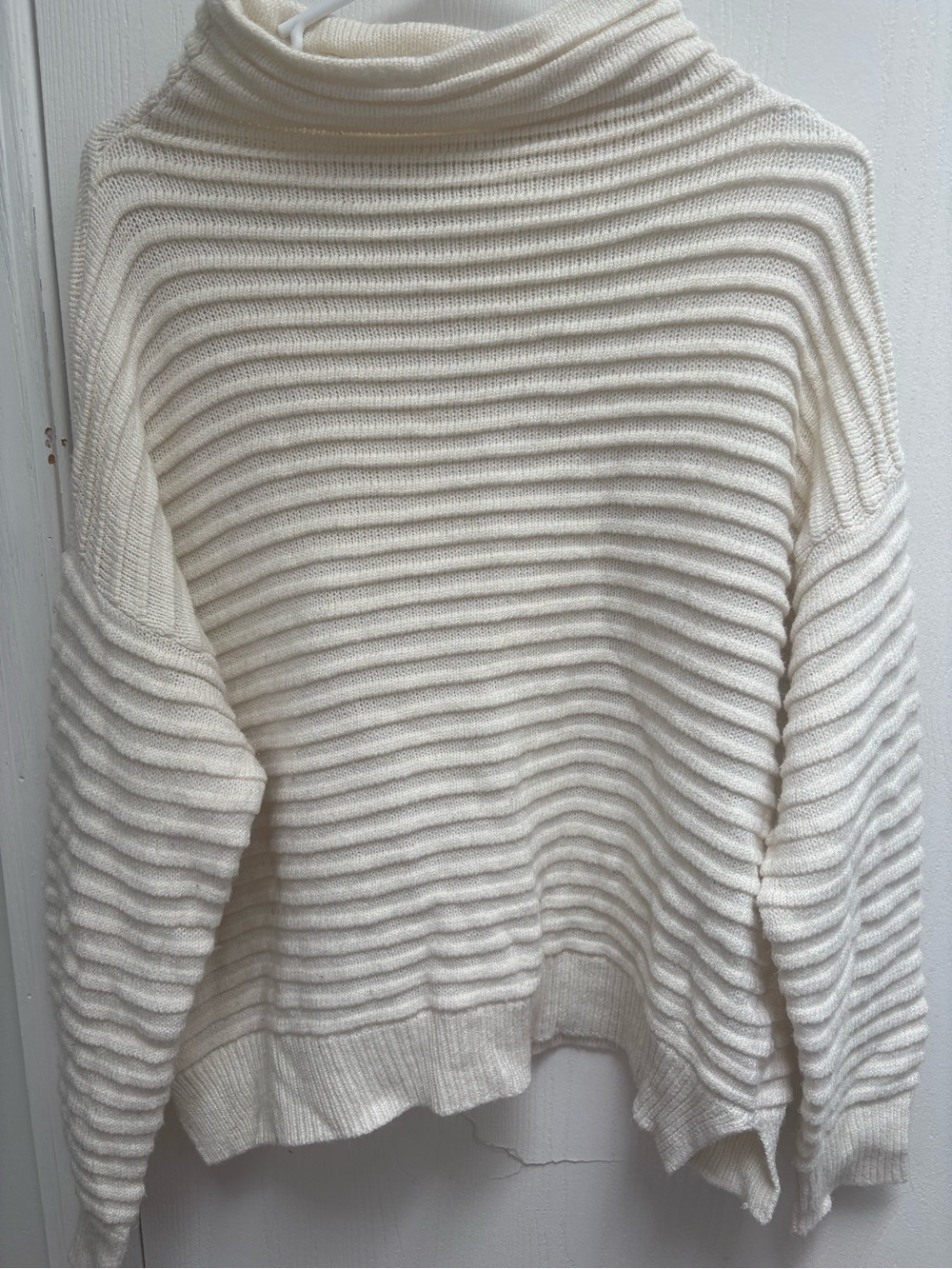All in Favor Cream Ribbed Cowl Turtleneck Sweater - comfy sweater!!
